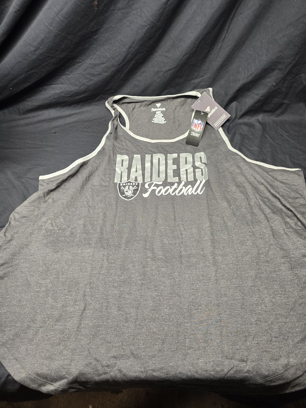 Women's 4X Fanatics Las Vegas Raiders Tank Top Gray “Raiders Football”